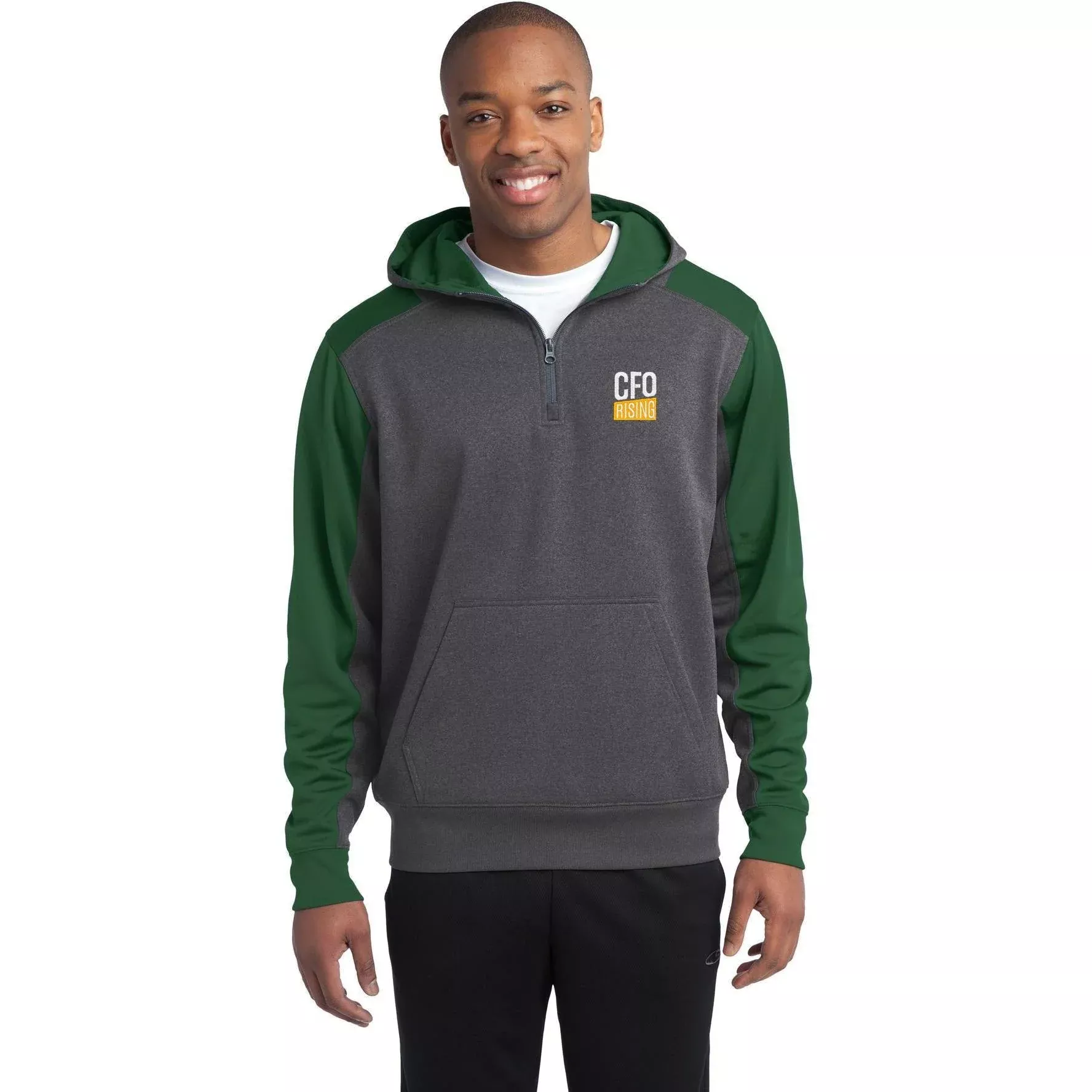 Sport-Tek Colorblock Tech Fleece 1/4-Zip Hooded Sweatshirt