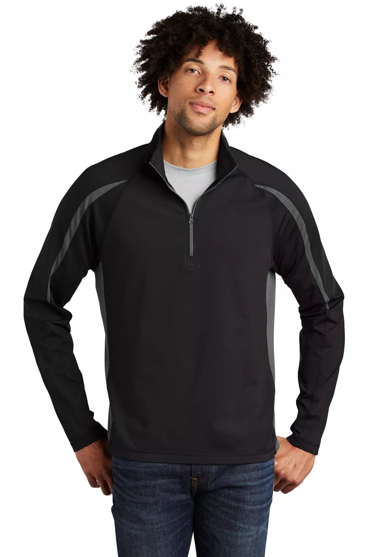 Sport-Tek ST851 Sport-Wick Stretch 1/2-Zip Colorblock Pullover With Custom Embroidery