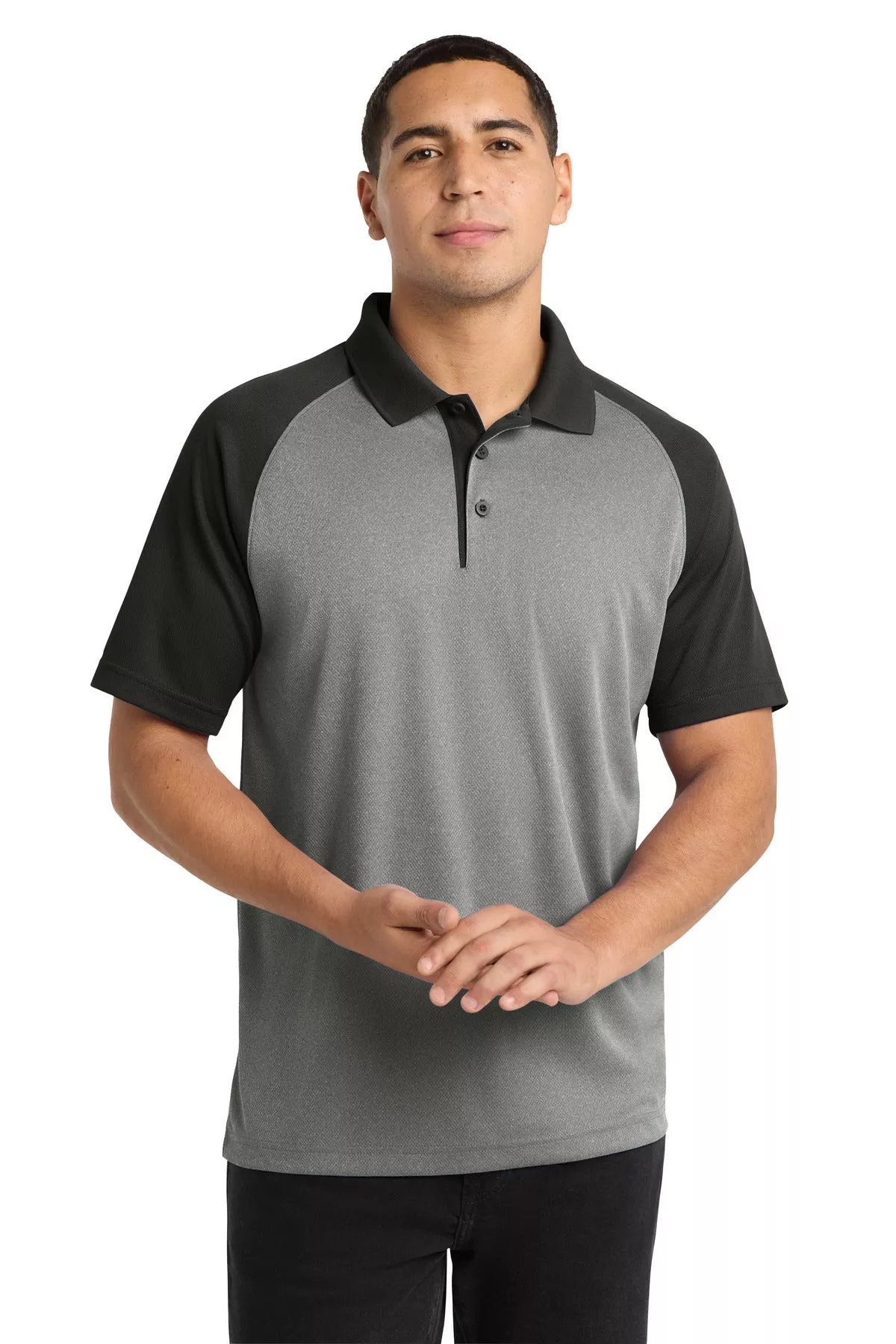 Sport-TekPosiChargeRacerMeshRaglan Heather Block Polo