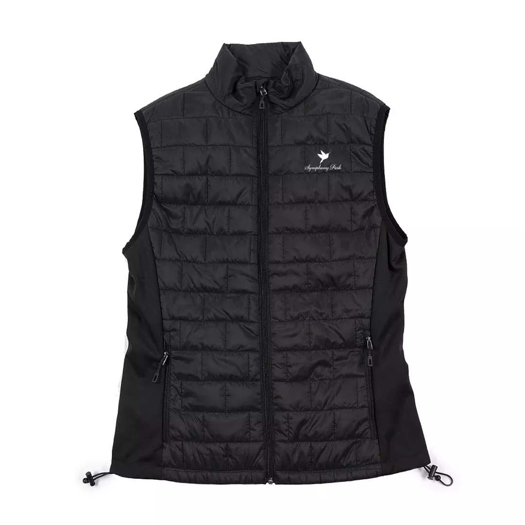 Symphony Park - Ladies Puffer Vest (Black / White Thread)
