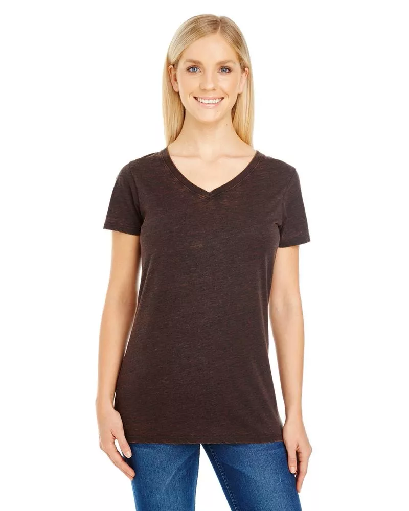 Threadfast 215B - Ladies Cross Dye Short-Sleeve V-Neck T-Shirt - Flame