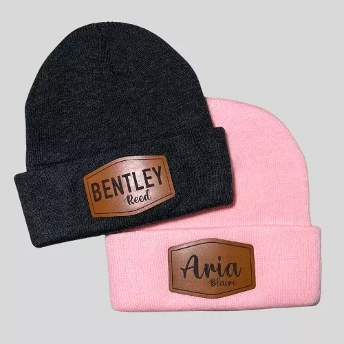 TODDLER (2-6 years) Custom Leather Patch Beanie