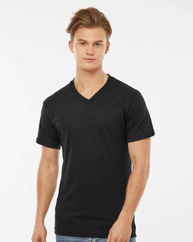 Tultex 207 - Poly-Rich V-Neck T-Shirt - Black