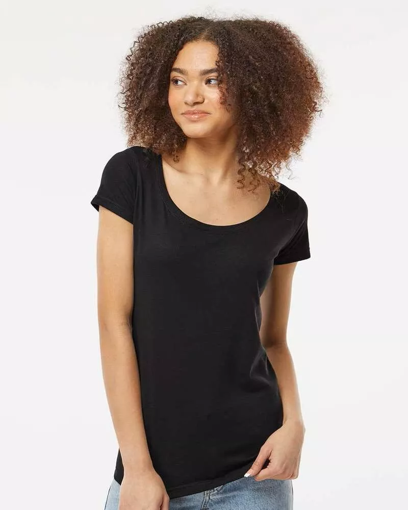 Tultex 243 - Women's Poly-Rich Scoop Neck T-Shirt - Black