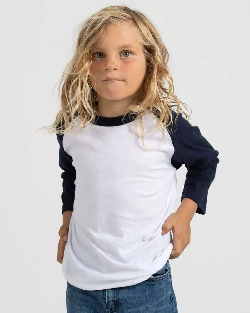 Tultex 245Y - Youth Raglan T-Shirt - Black/ White