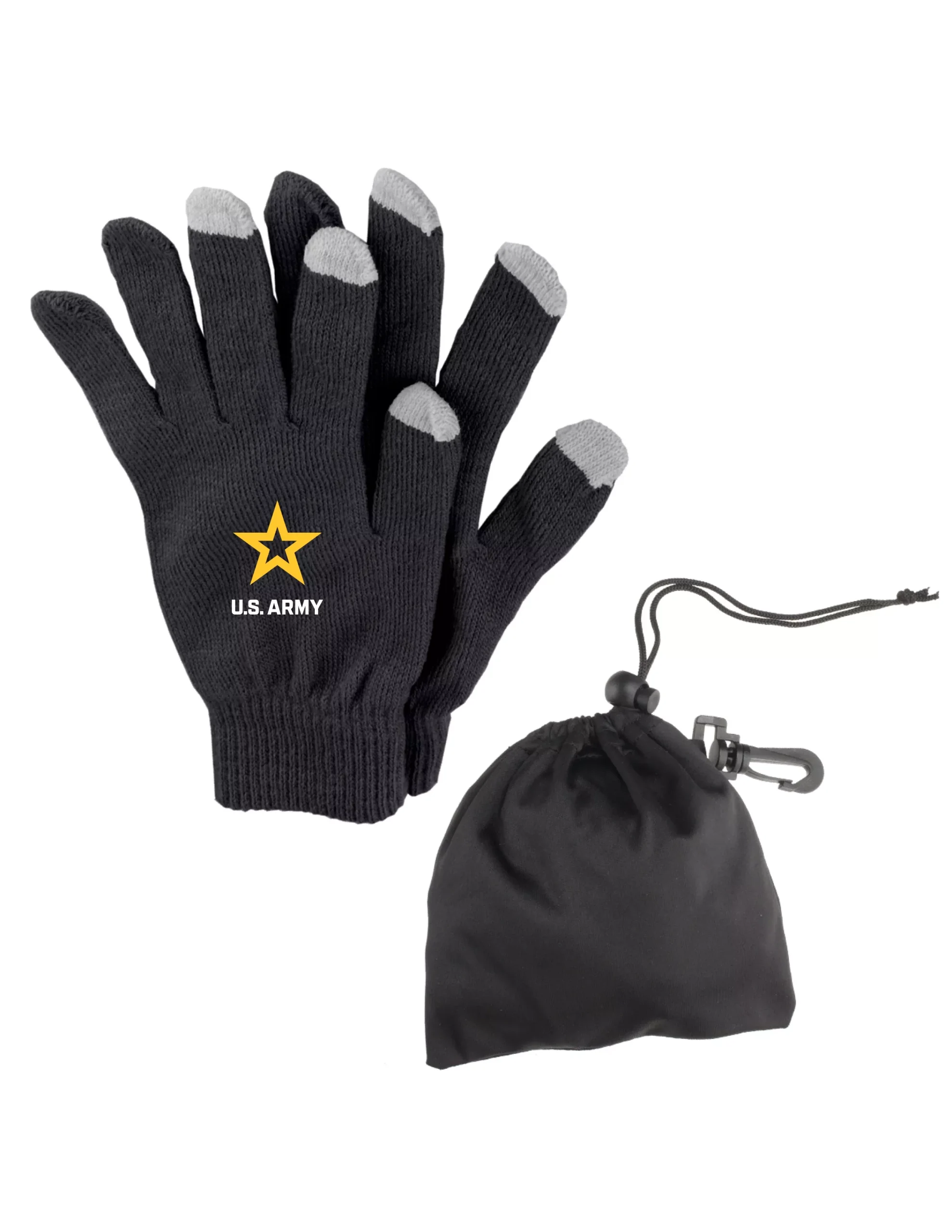 U.S. Army Touch Screen Gloves with Carry Pouch (Black)