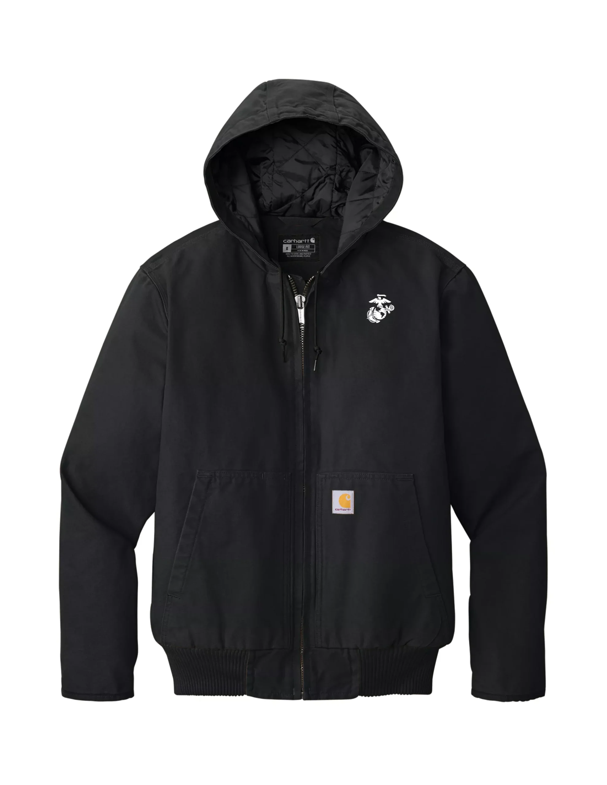 U.S. Marine Corps Mens Carhartt Washed Duck Active Jacket (Black)