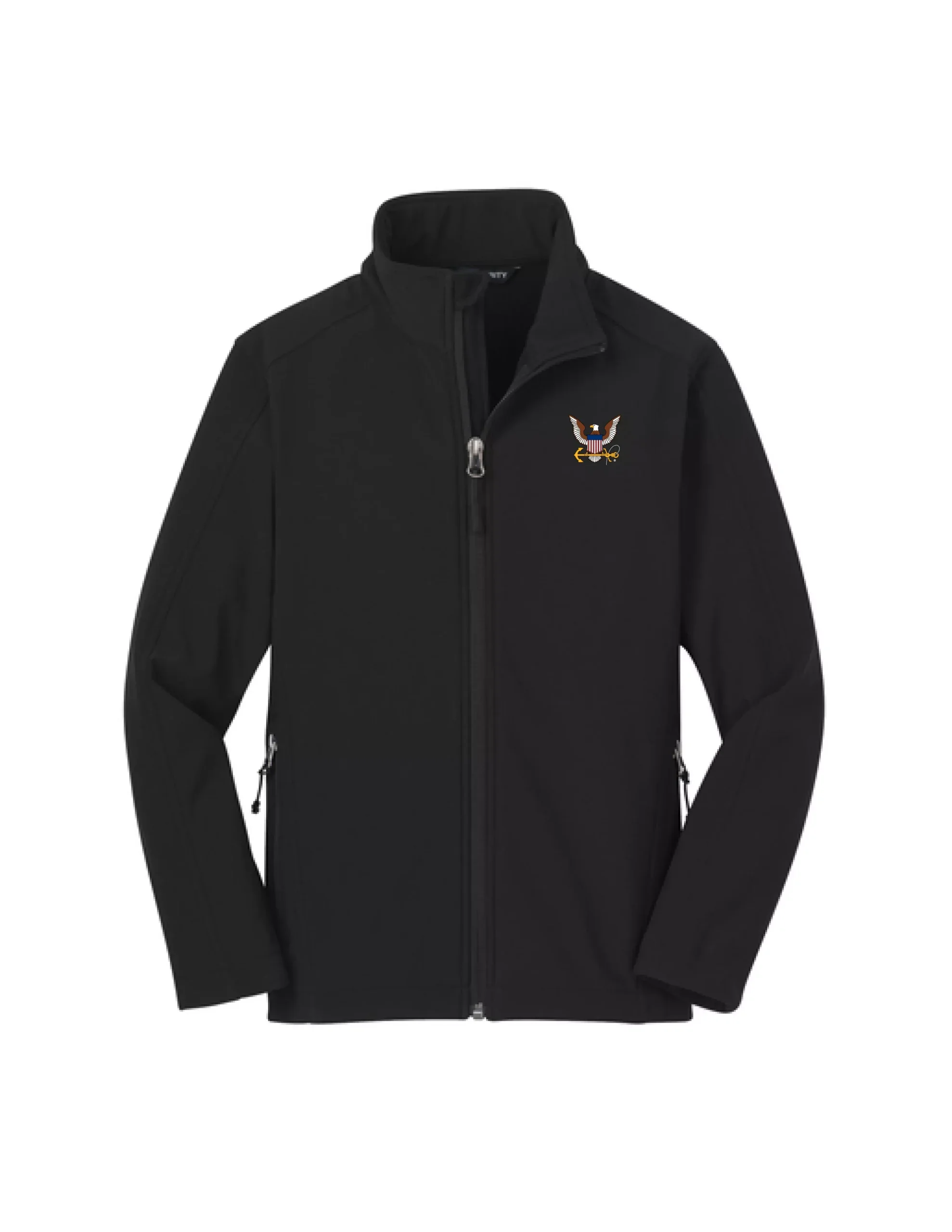 U.S. Navy Youth Soft Shell Zip Jacket (Black)
