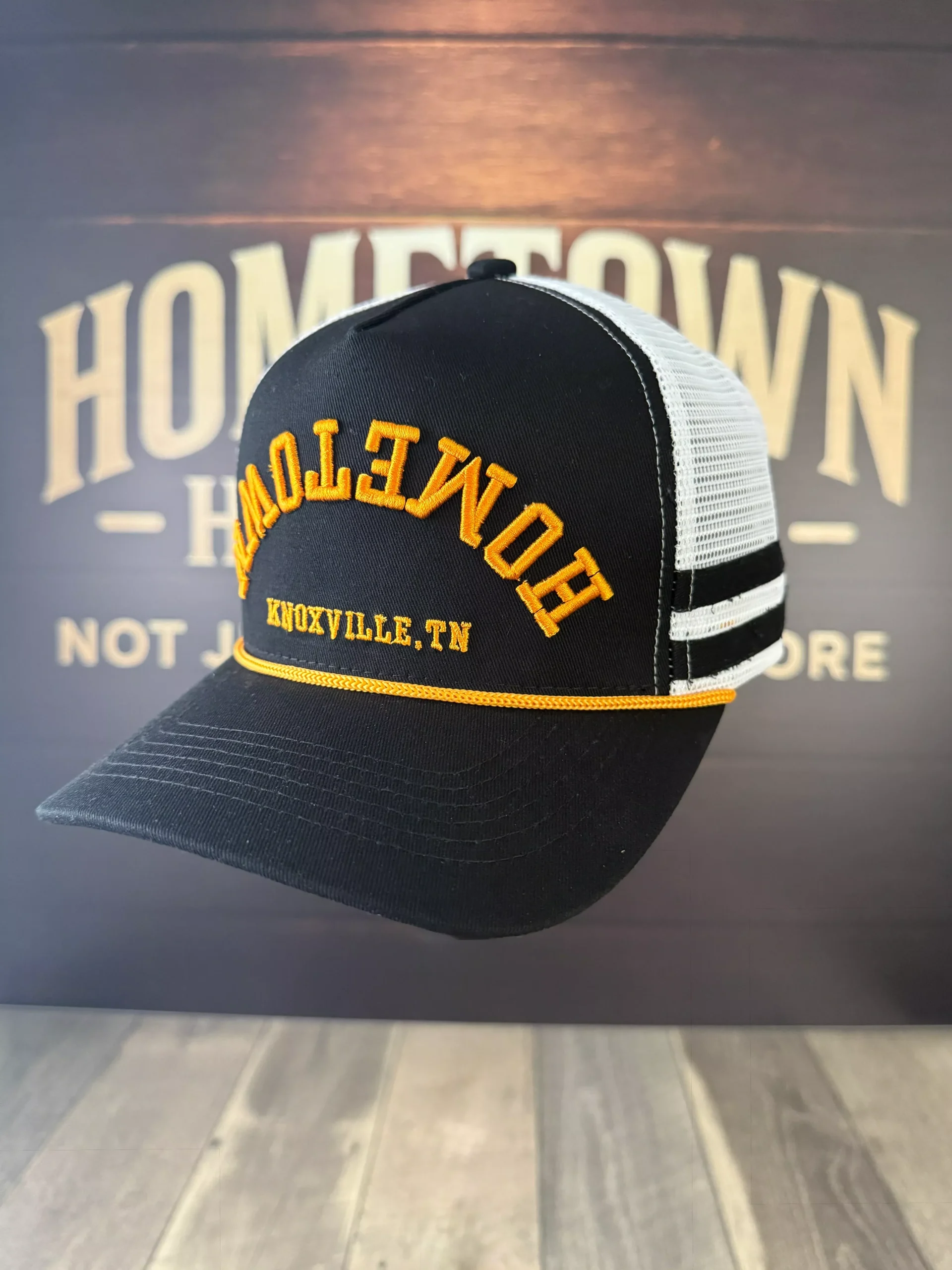 Upside Down Hometown Knoxville Hat – Black with White Mesh