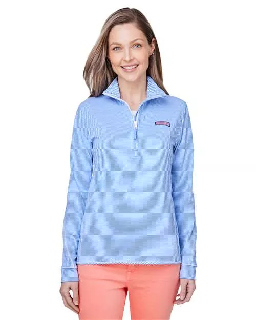 Vineyard Vines K002521 Women's Microstripe Sankaty Half-Zip Pullover With Custom Embroidery