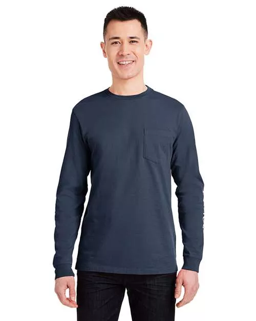 Vineyard Vines V021214 Long Sleeve Pocket T-Shirt With Custom ScreenPrint
