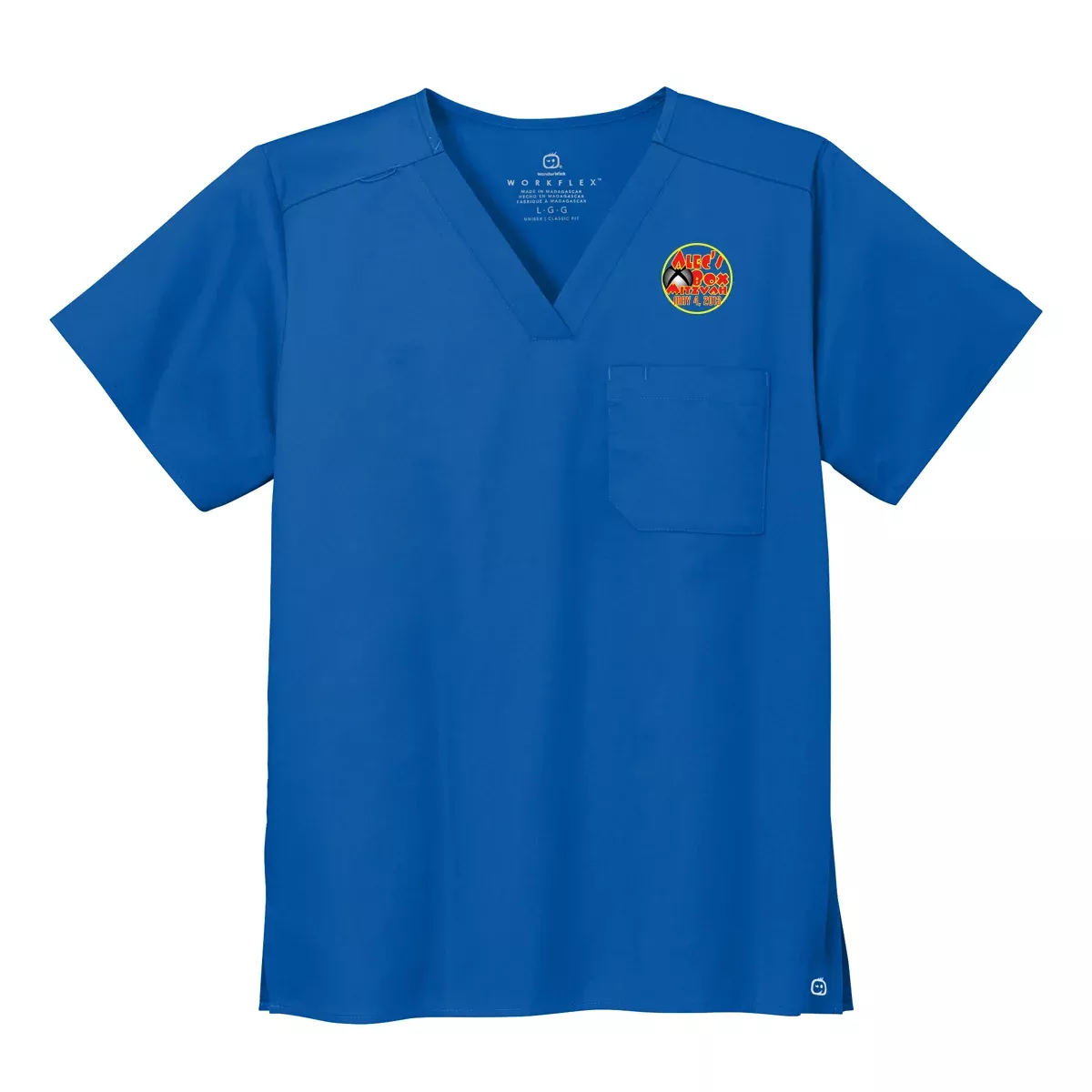 Wink Unisex WorkFlex Chest Pocket V-Neck Scrub Top, Screen Print