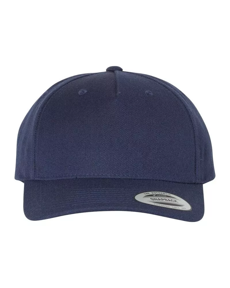 YP Classics 5789M - Premium Five-Panel Curved Visor Snapback Cap - Black