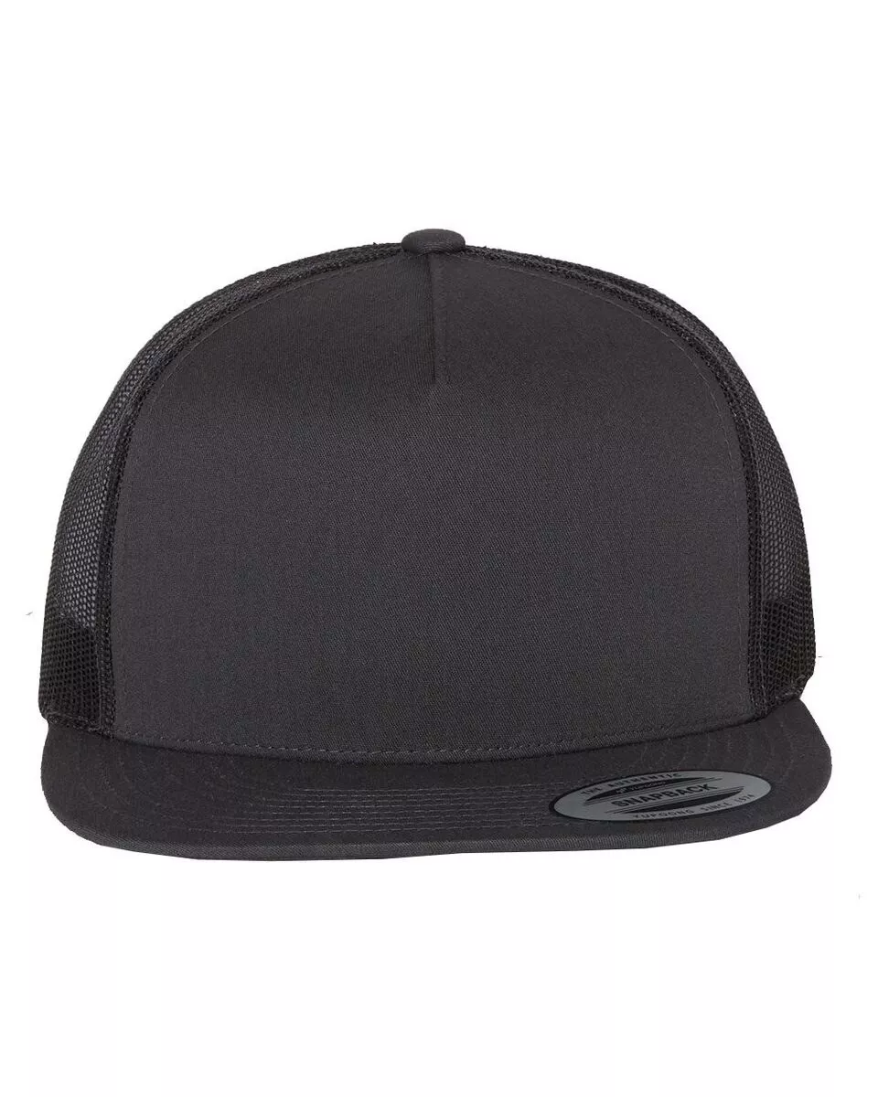YP Classics 6006 - Flat Bill Trucker Cap - Black