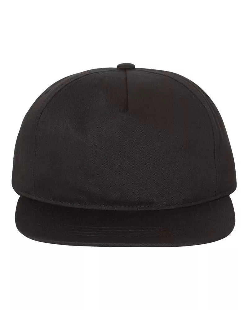 YP Classics 6502 - Lightly-Structured Five-Panel Snapback Cap - Black