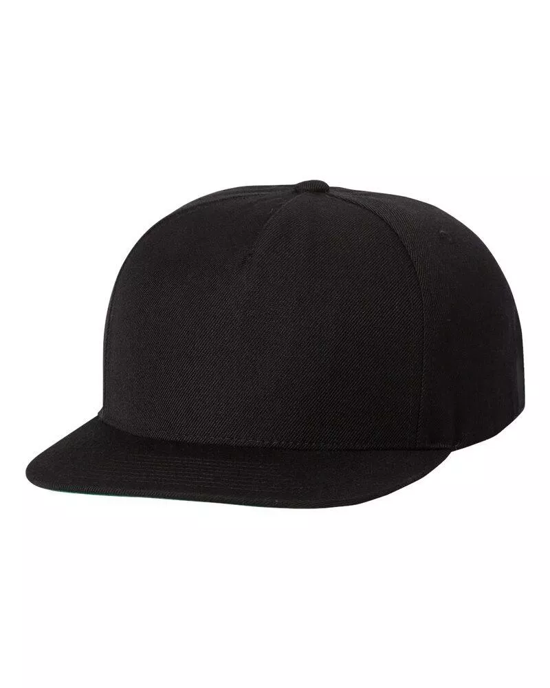 Yupoong 5089M - Five Panel Wool Blend Snapback Cap - Black