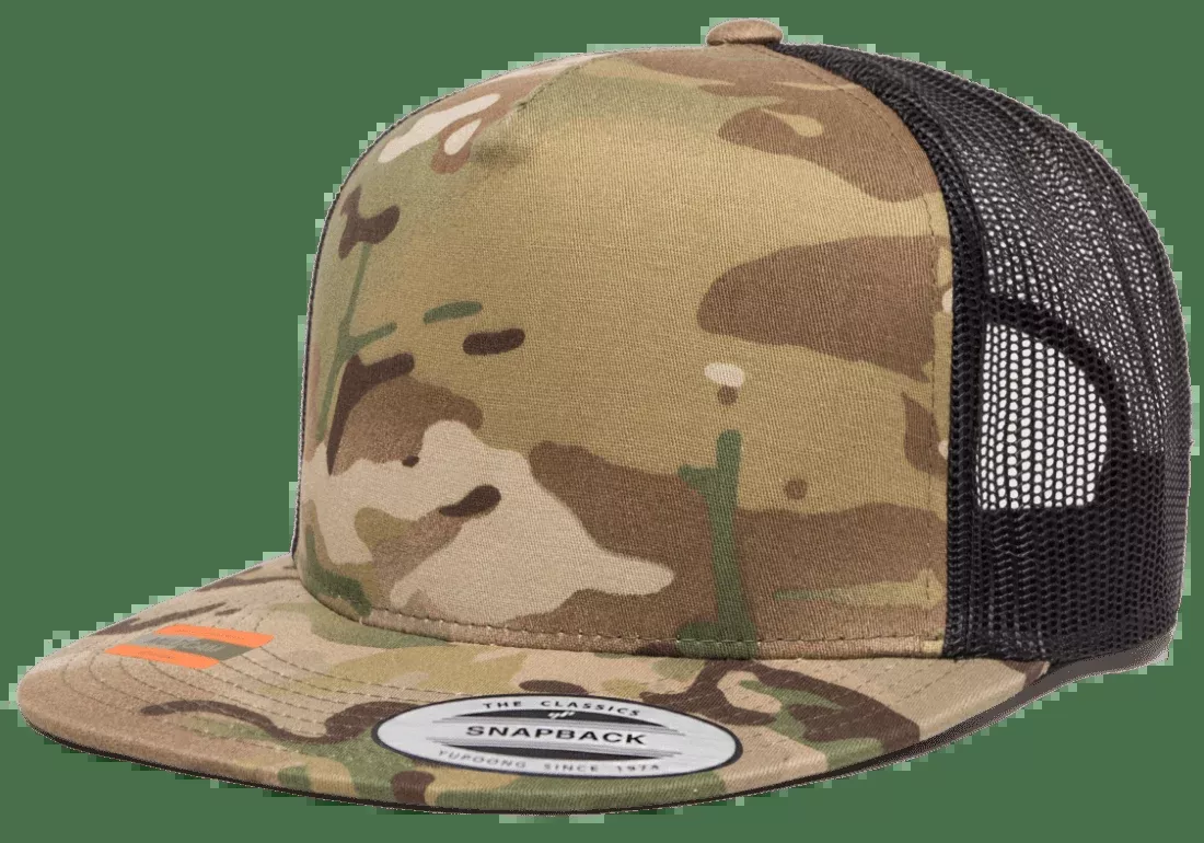 Yupoong 6006MC MultiCam Camo Trucker Snapback Hat Flat Bill Cap with Mesh Back YP Classics