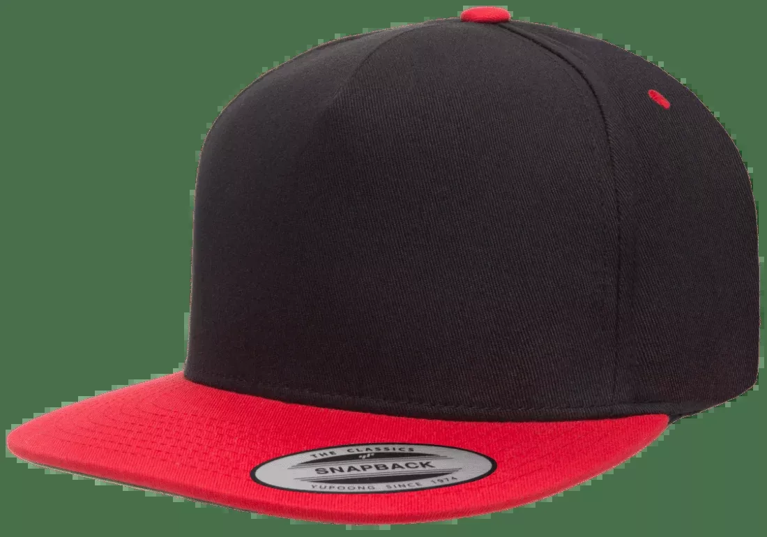 Yupoong 6007T 5-Panel Cotton Twill Snapback Hat Flat Bill Cap YP Classics