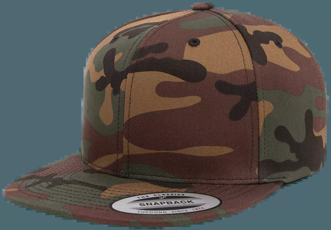 Yupoong 6089CM Premium Camo Snapback Hat Flat Bill Cap Camouflage YP Classics