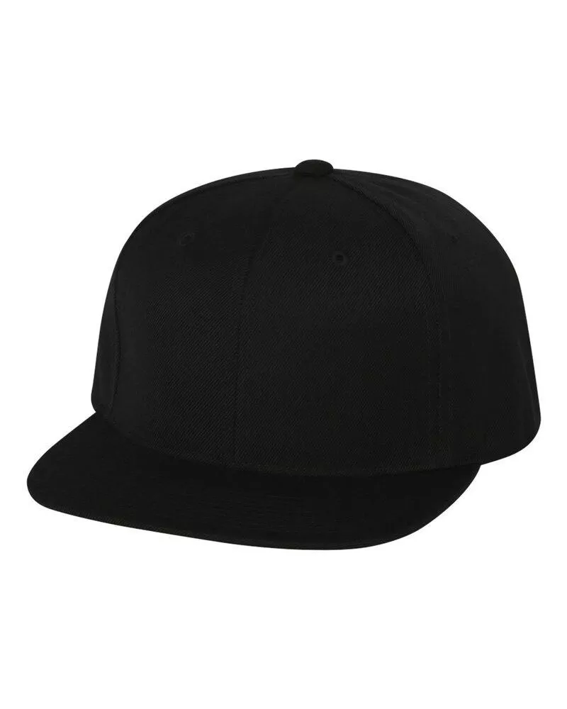 Yupoong 6089M - Wool Blend Flat Bill Snapback Cap - Black