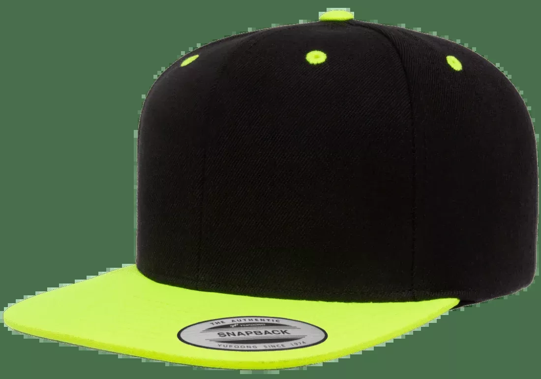 Yupoong 6089MT Premium Snapback Hat Flat Bill Cap, 2-Tone Colors - YP Classics
