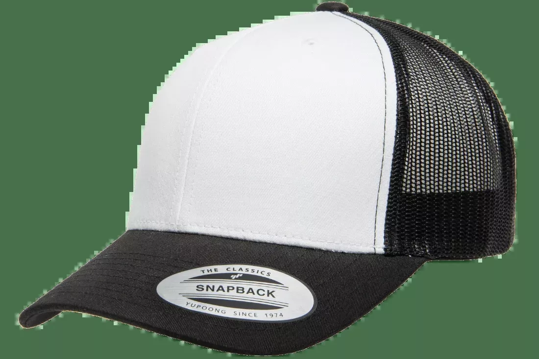 Yupoong 6606W Retro Trucker Hat Baseball Cap with Mesh Back White Front YP Classics