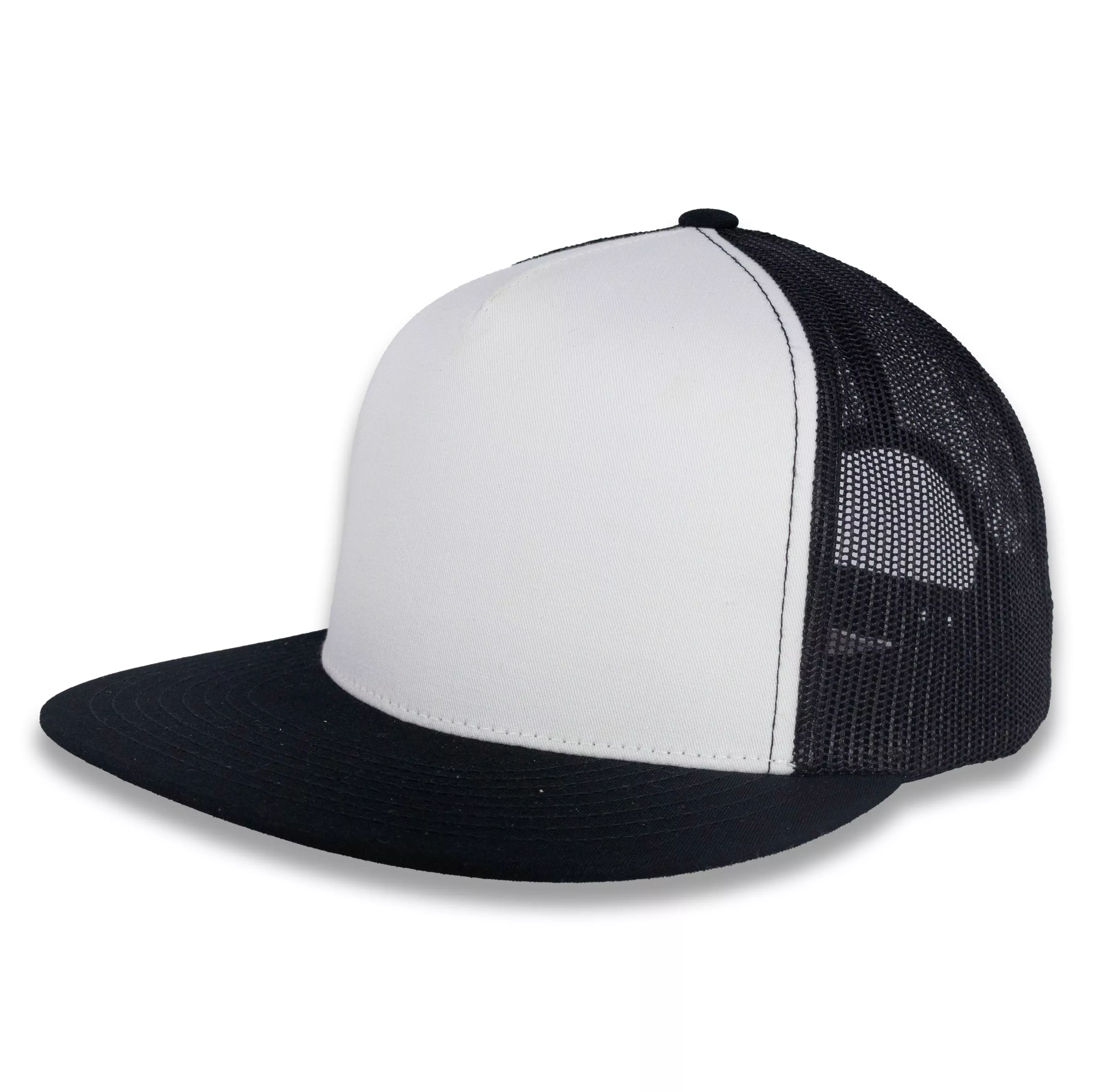 Yupoong Five-Panel Classic Mesh Trucker's Cap - Black/White/Black